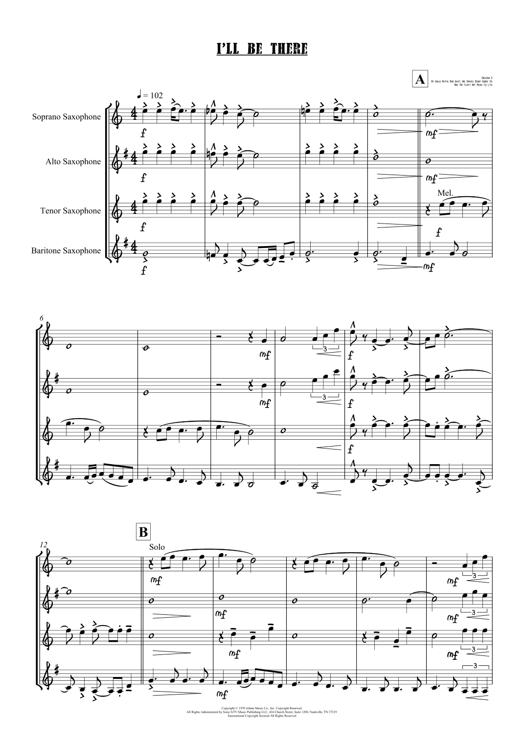 I'll Be There (arr. The Fluffy Hat Music Co.)