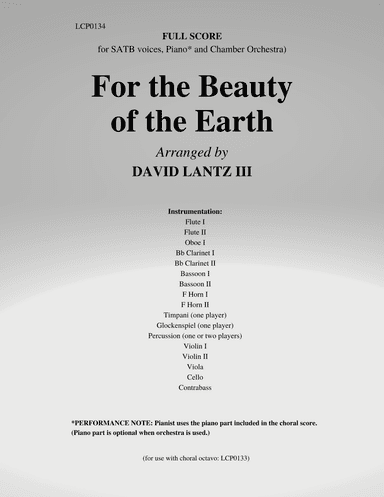 For the Beauty of the Earth (arr. David Lantz III)