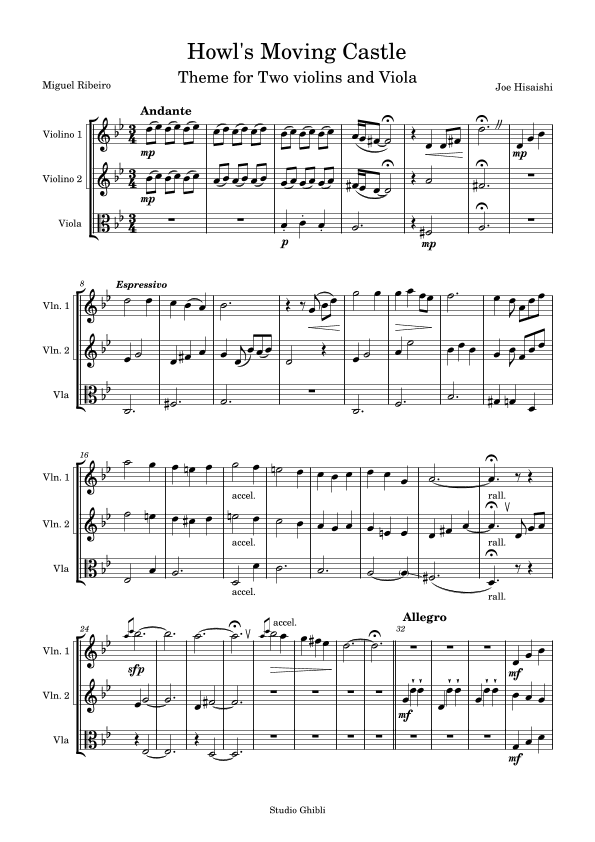 Howl's Moving Castle (arr. Miguel Ribeiro)
