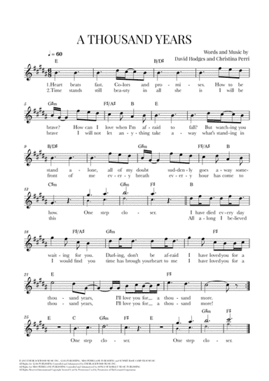 A Thousand Years (arr. Cadenza Editions)