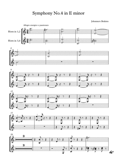 Brahms Symphony No.4 - 4.Allegro energico e passionato (Transposed Horn in C) (arr. Jay Heo)