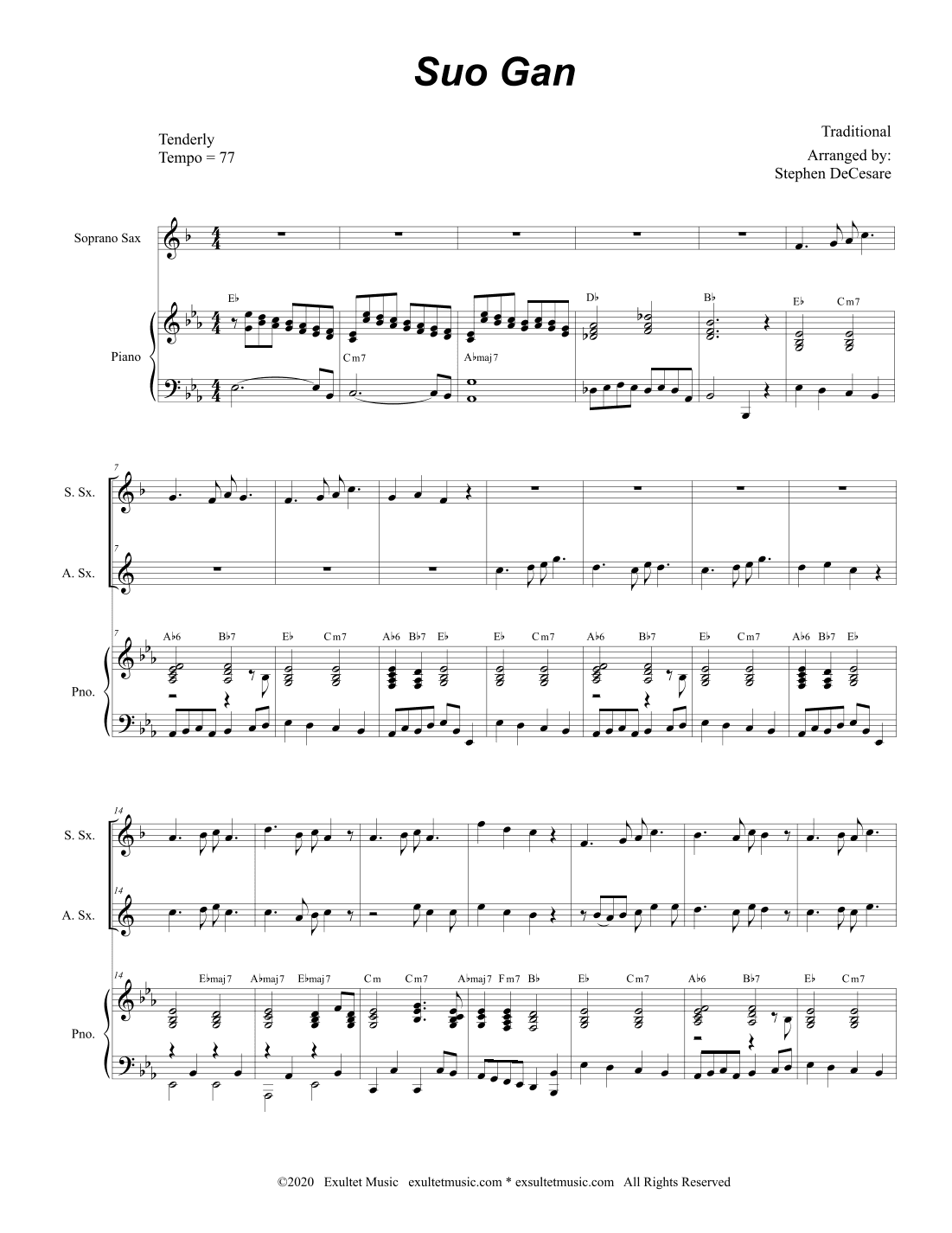 Suo Gan (Duet for Soprano and Alto Saxophone) (arr. Stephen DeCesare)