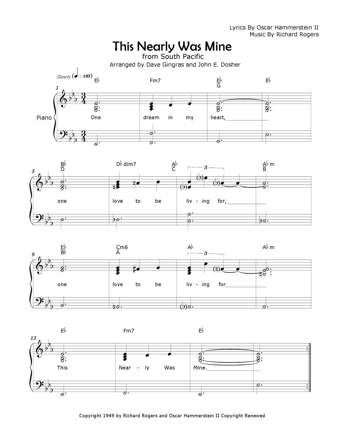 This Nearly Was Mine (arr. Dave Gingras and John E. Dosher)