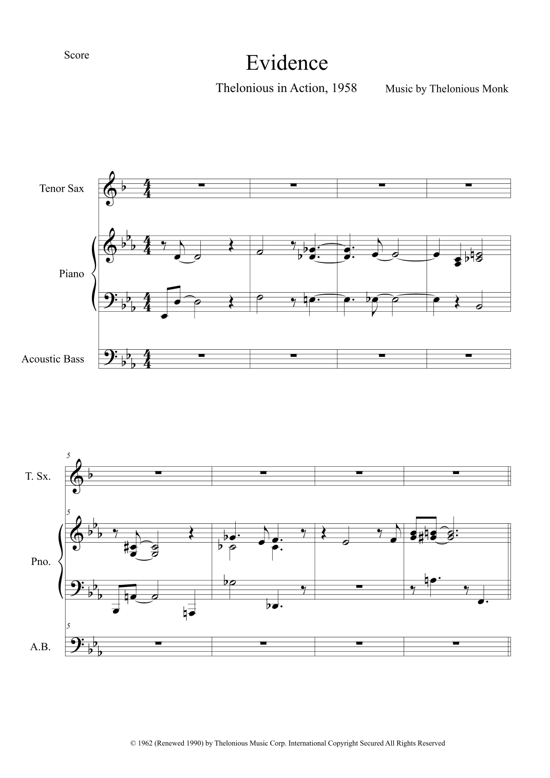 Evidence (arr. The Sheet Music Library)