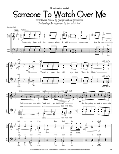 Someone To Watch Over Me (arr. Larry Wright)