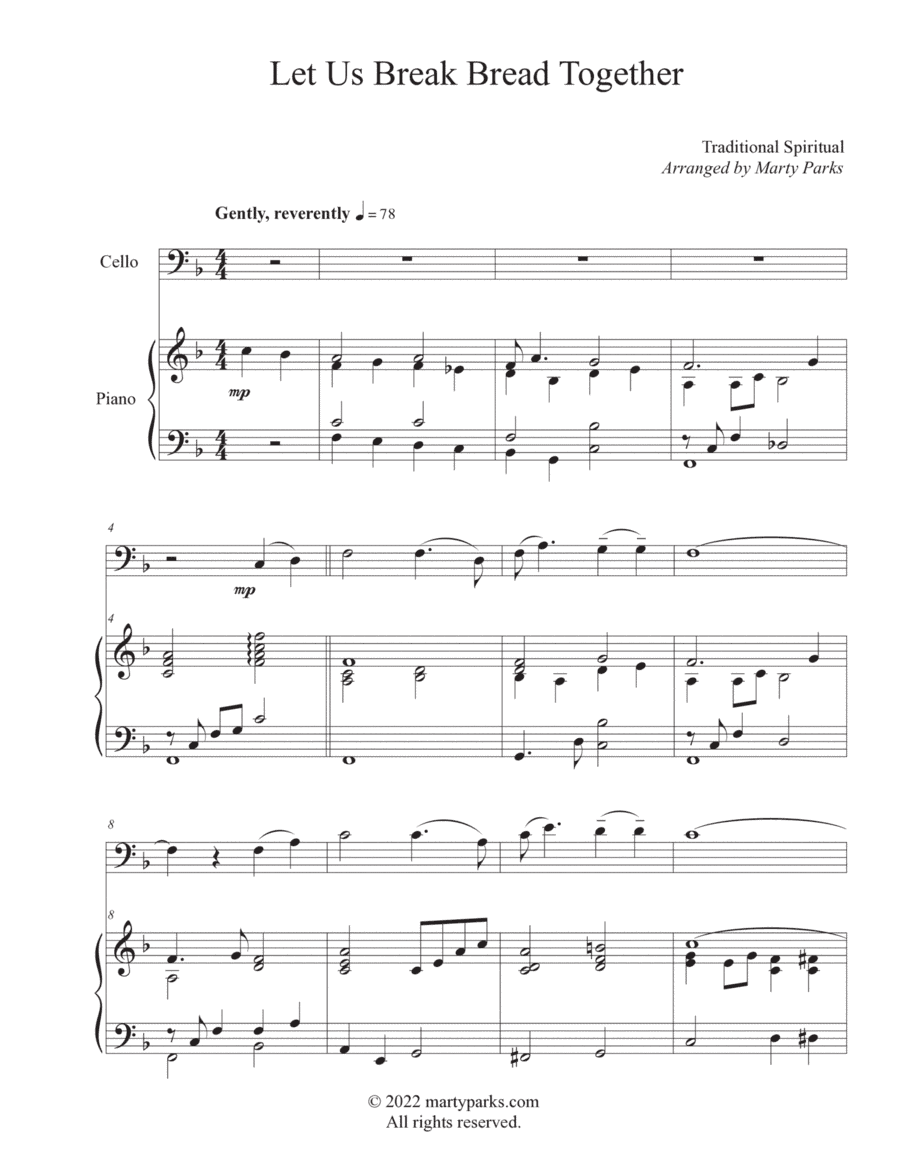 Let Us Break Bread Together (Cello-Piano) (arr. Marty Parks)