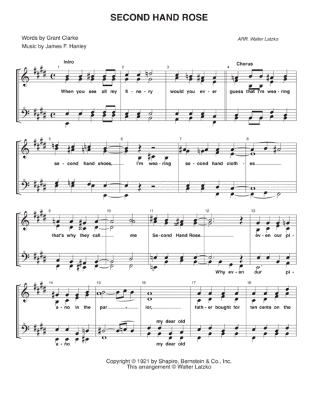 SECOND HAND ROSE (arr. Walter Latzko)