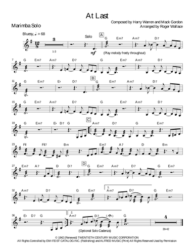 At Last (arr. Roger Wallace)