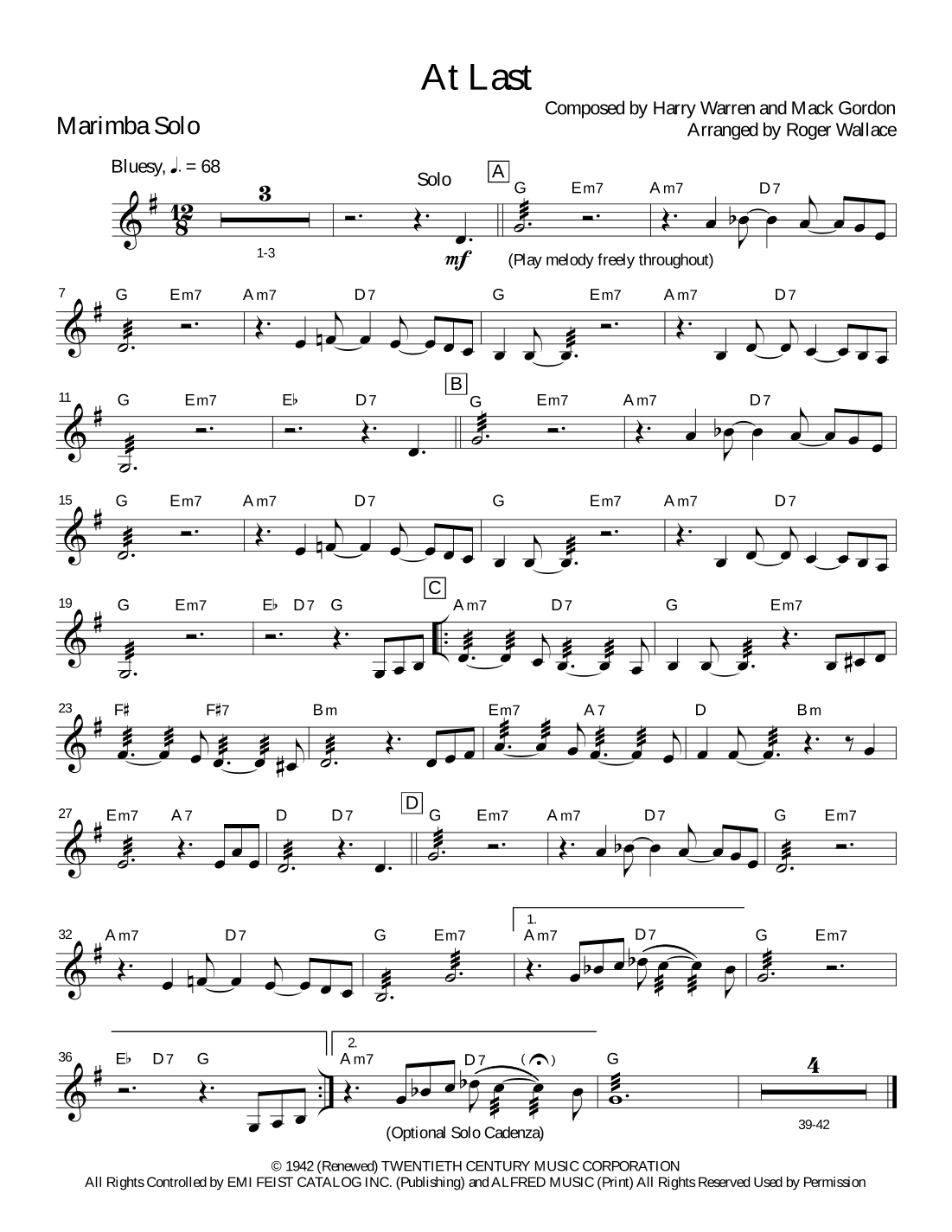 At Last (arr. Roger Wallace)