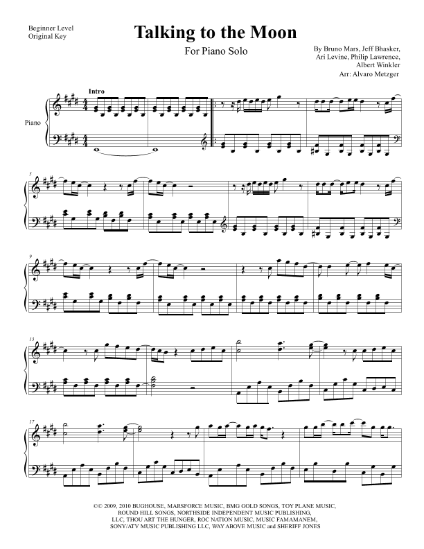 Talking To The Moon (arr. Alvaro Metzger)