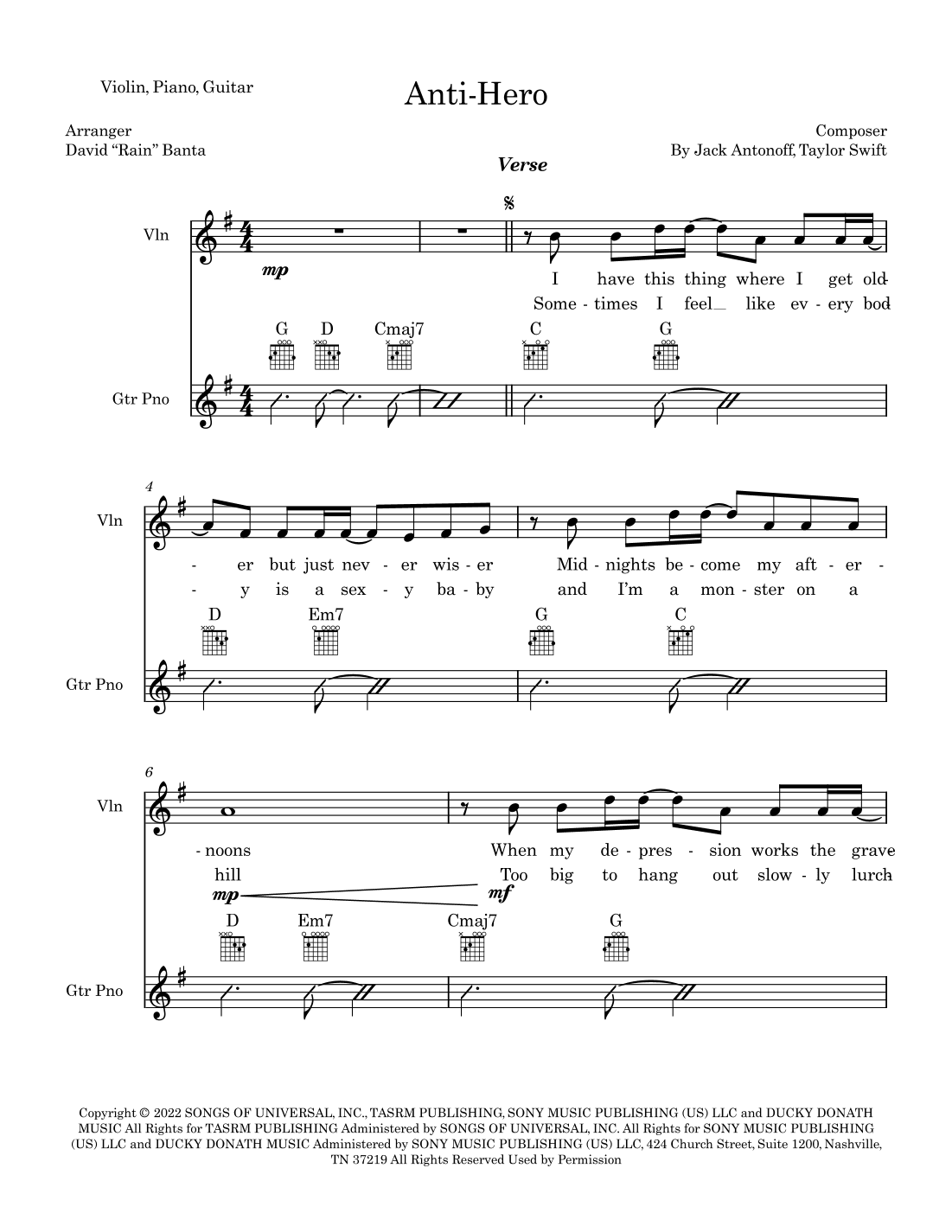 Anti-hero (arr. David "Rain" Banta)
