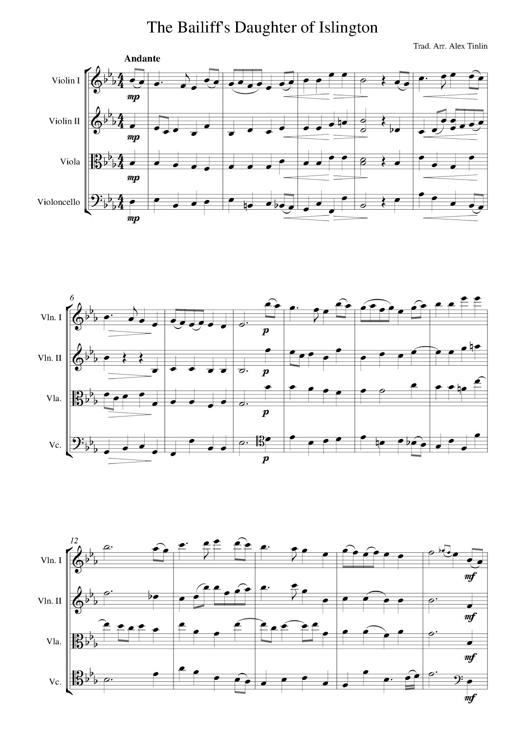 The Bailiff's Daughter of Islington (arr. Alex Tinlin)