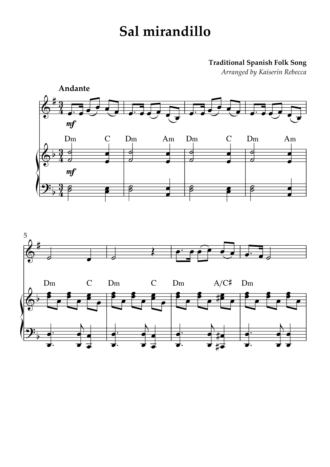 Sal mirandillo (arr. Kaiserin Rebecca)