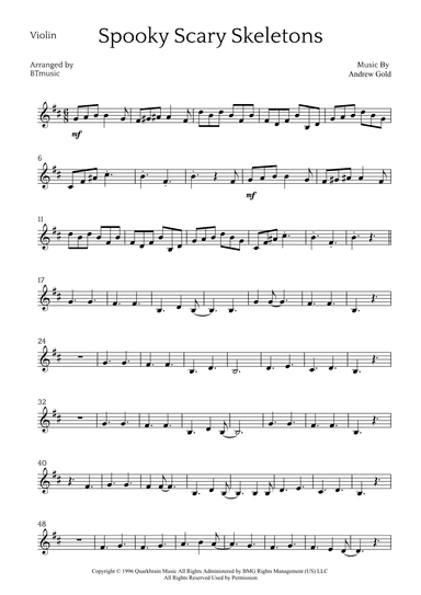 Spooky Scary Skeletons (arr. BTmusic)