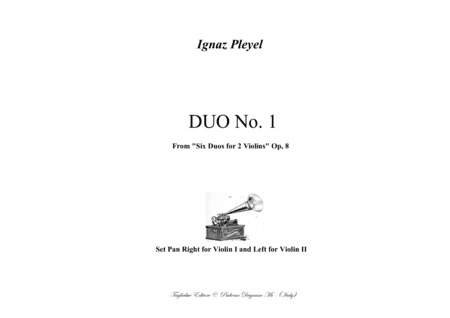 DUO No. 1 for two Violins - I. Pleyel - (from Six duos for 2 Violins - Op. 8) - PDF file with integr (arr. Renato Tagliabue)