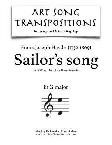 HAYDN: Sailor's Song (transposed to G major) (arr. ArtSongTranspositions.com)