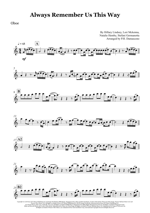 Always Remember Us This Way (arr. P.H. Damasceno)