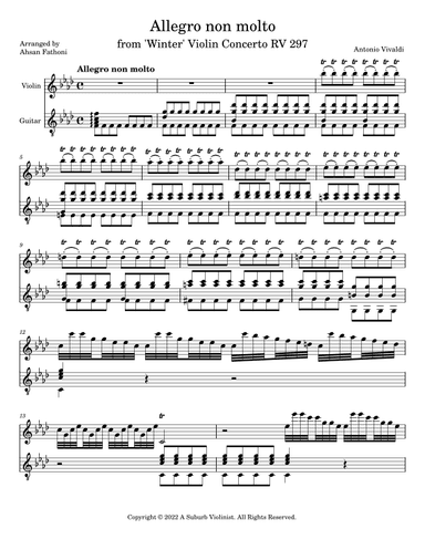 Allegro non molto, 1st Movement from 'Winter' Concerto 'The Four Seasons' for Violin and Guitar (arr. Ahsan Fathoni)