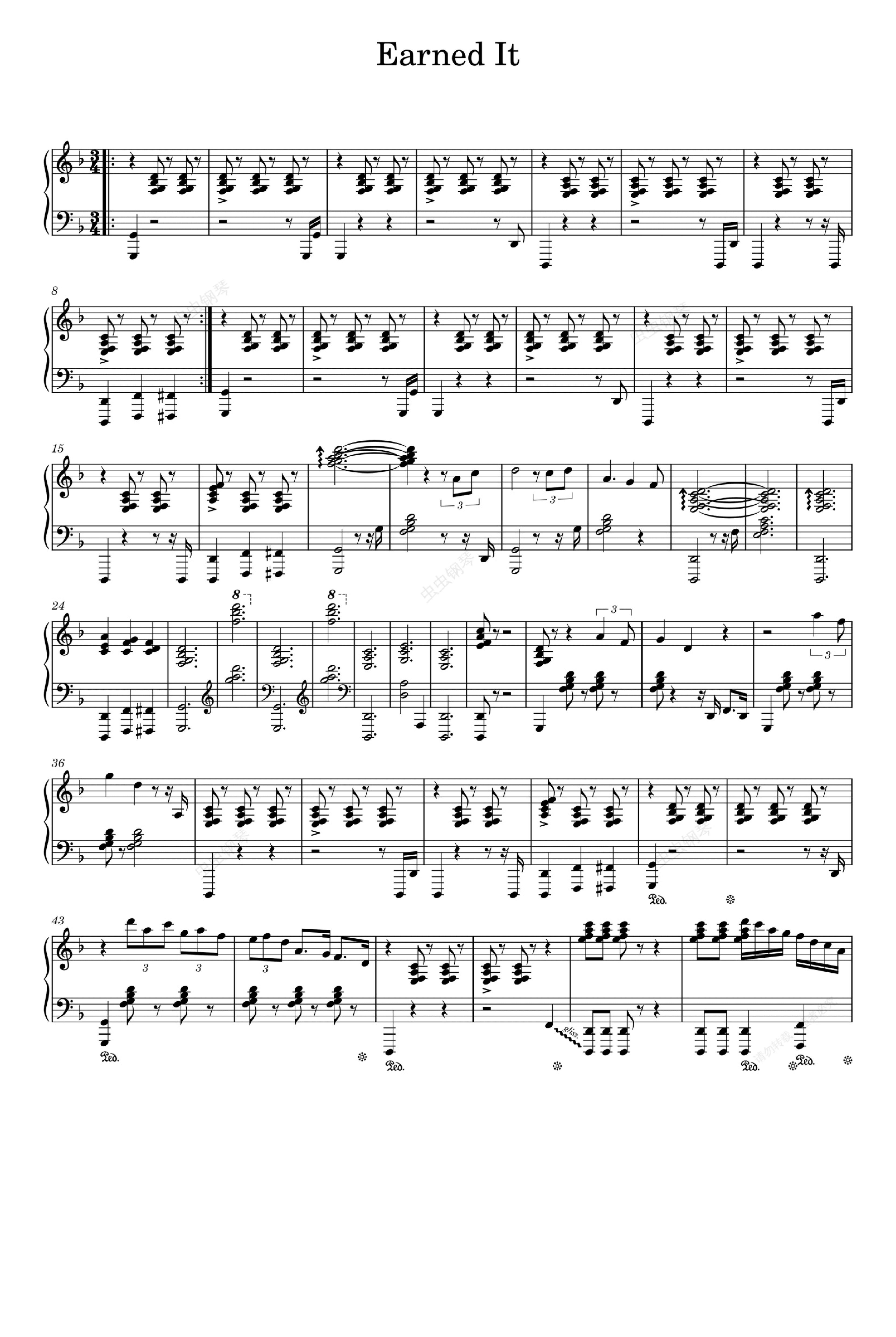 Earned It (fifty Shades Of Grey) (arr. The Weeknd)