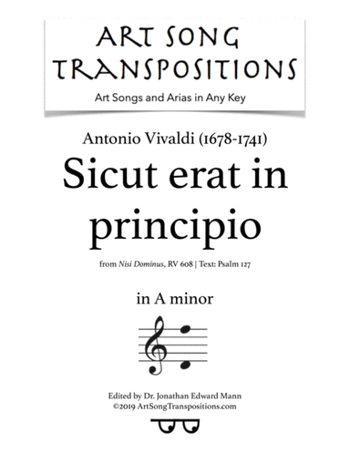 VIVALDI: Sicut erat in principio (transposed to A minor) (arr. ArtSongTranspositions.com)