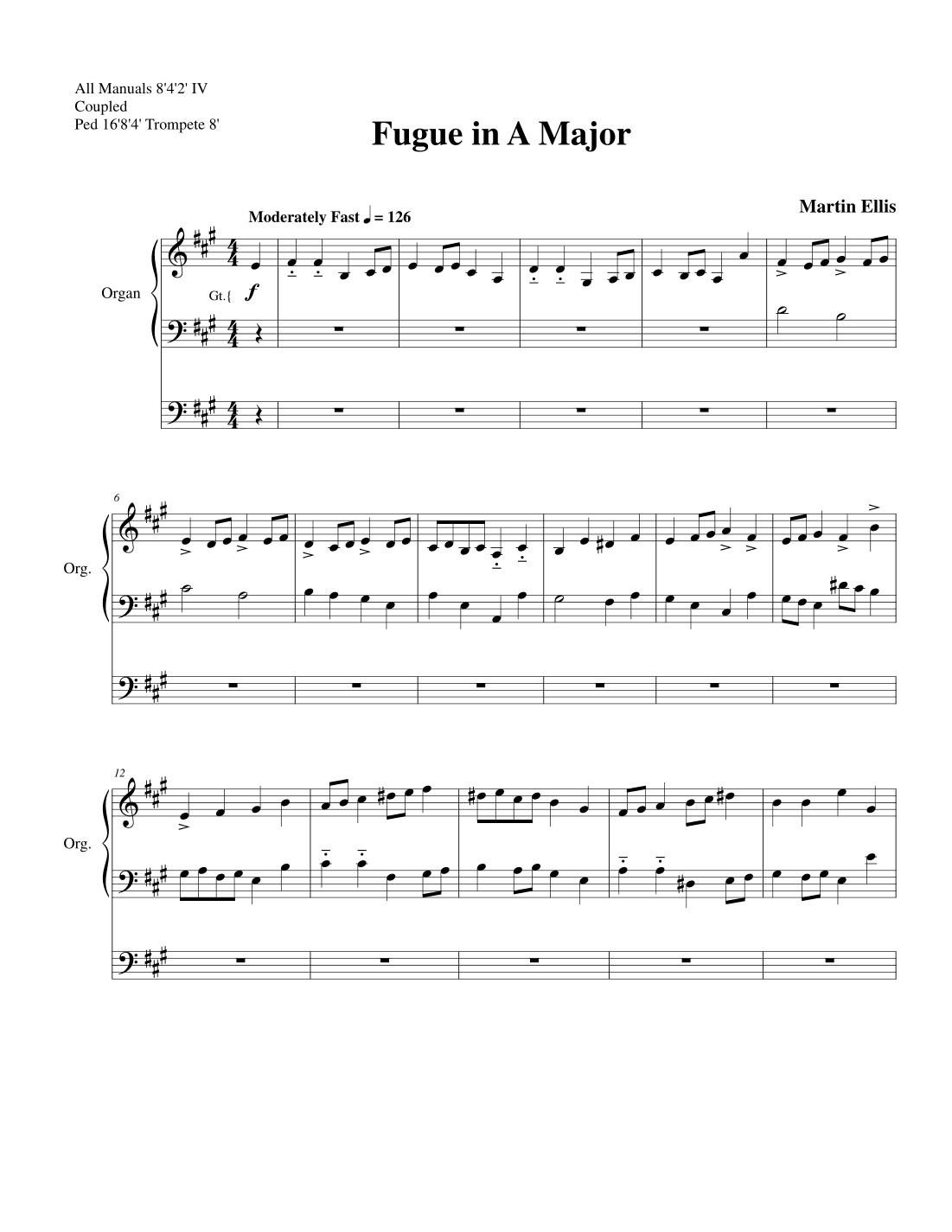 Fugue in A Major (companion to Prelude in A Major)