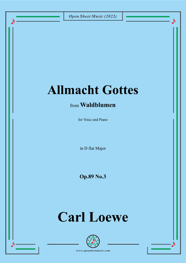 Loewe-Allmacht Gottes,Op.89 No.3,in D flat Major (arr. OSM Press)