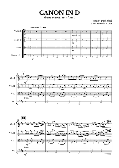 Canon in D for String Quartet (arr. Maurício Luz)