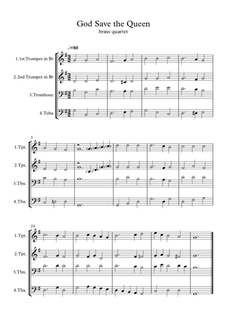 United Kingdom National Anthem: God Save the Queen (USA: My country,"Tis of Thee) - brass quartet (arr. Ray Thompson)