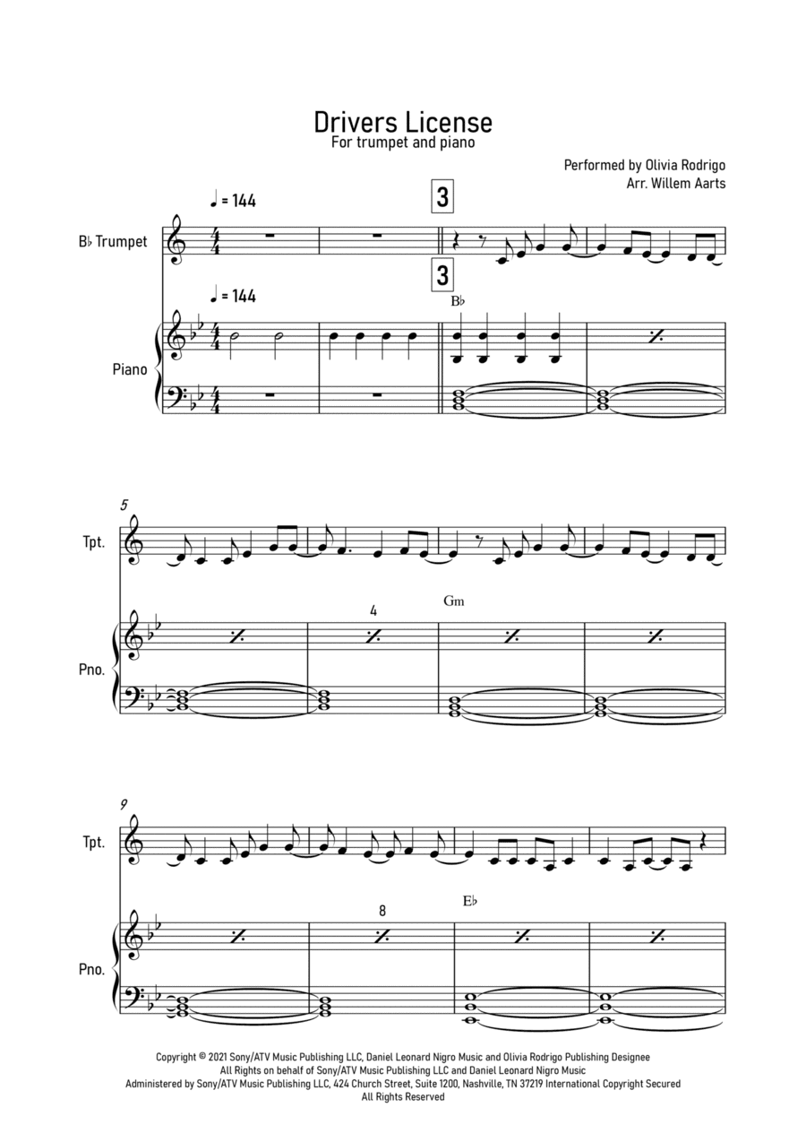 Drivers License (arr. Willem Aarts)