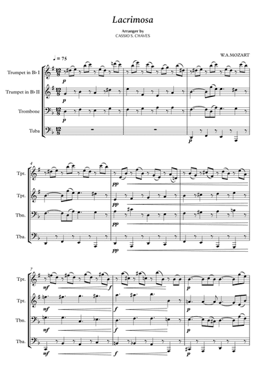 Mozart - Lacrimosa for Brass Quartet (arr. Cássio Silva Chaves)
