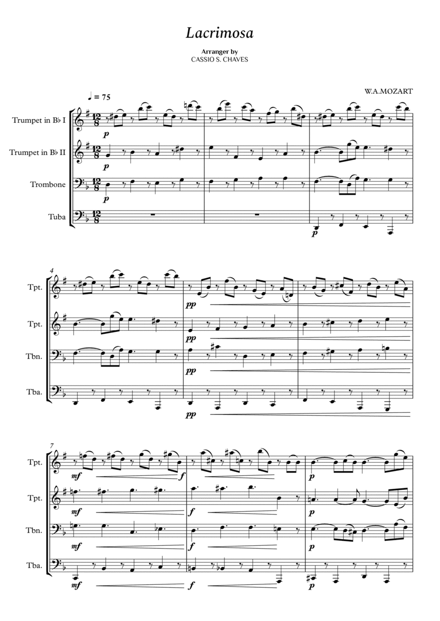 Mozart - Lacrimosa for Brass Quartet (arr. Cássio Silva Chaves)