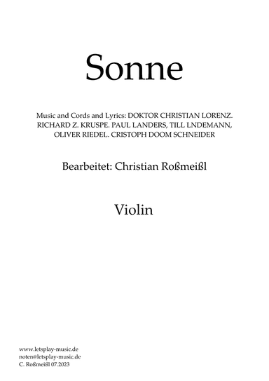Sonne (arr. Christian Roßmeißl)