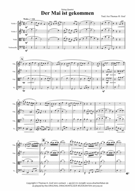 Der Mai ist gekommen - German Folk Song - String Quartet (arr. Thomas H. Graf)