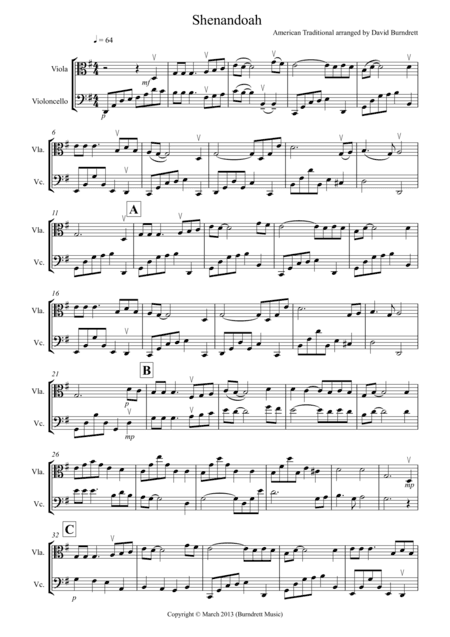 Shenandoah for Viola and Cello (arr. David Burndrett)