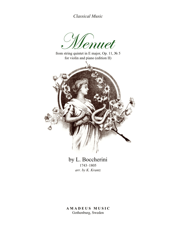 Menuet by Boccherini for violin and piano (edition II) (arr. K. Krantz)