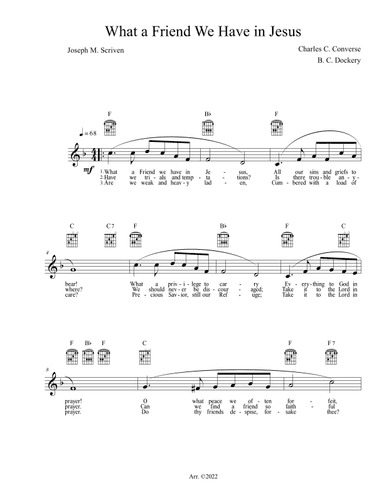 What a Friend We Have in Jesus (Lead Sheet) (arr. B. C. Dockery)