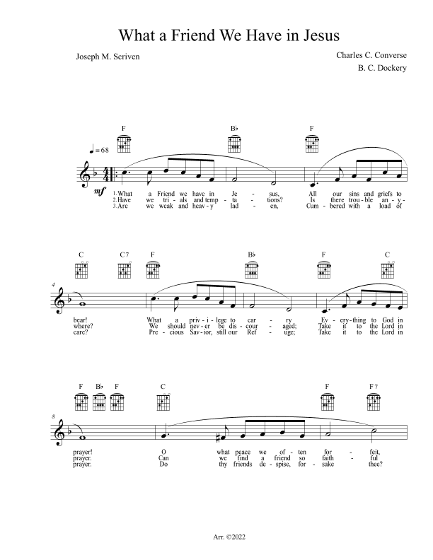 What a Friend We Have in Jesus (Lead Sheet) (arr. B. C. Dockery)