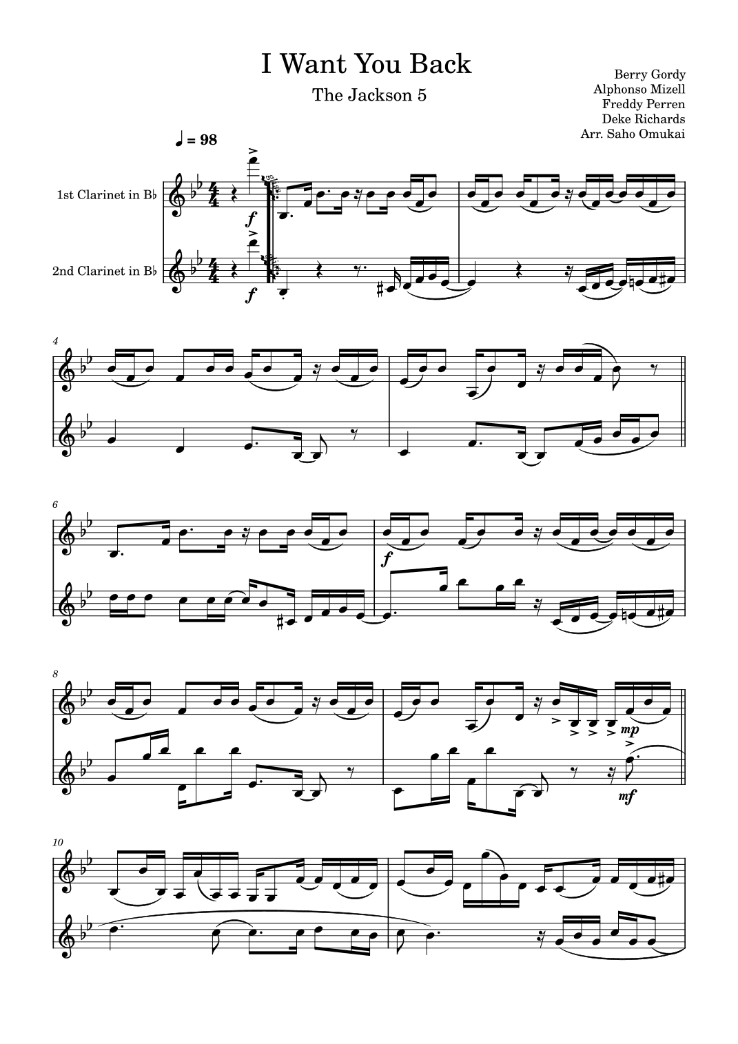 I Want You Back (arr. Saho Omukai)