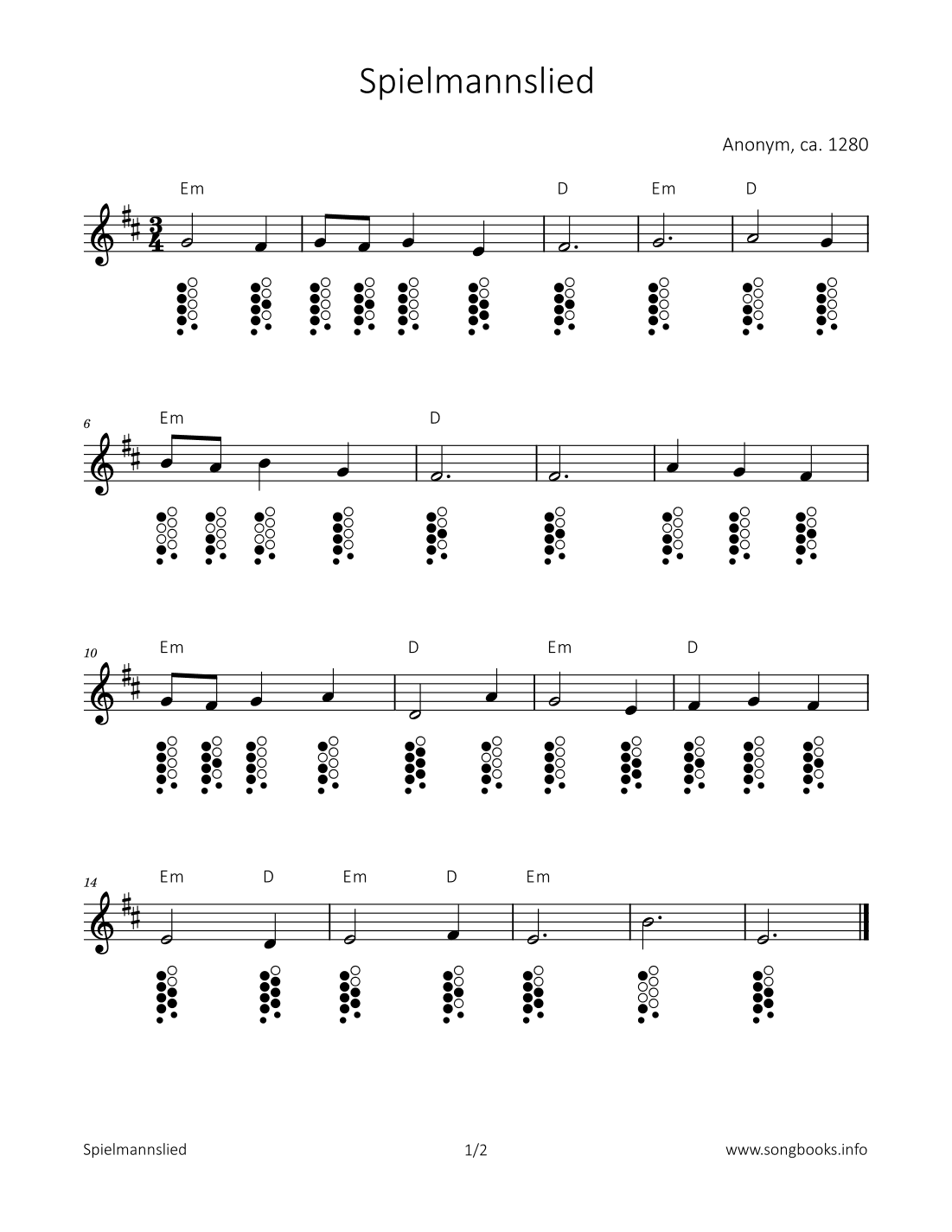 Spielmannslied (arr. songbooks.info)