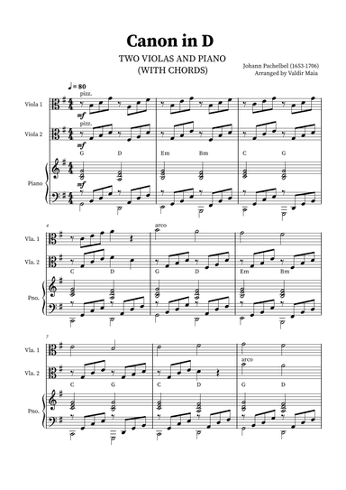Canon in D - Viola Duet with Piano (arr. Valdir Maia)