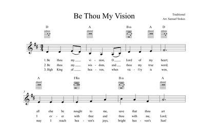 Be Thou My Vision - vocal lead sheet with chords (arr. Samuel Stokes)
