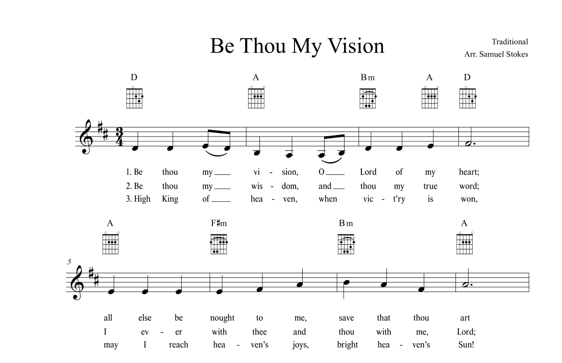 Be Thou My Vision - vocal lead sheet with chords (arr. Samuel Stokes)