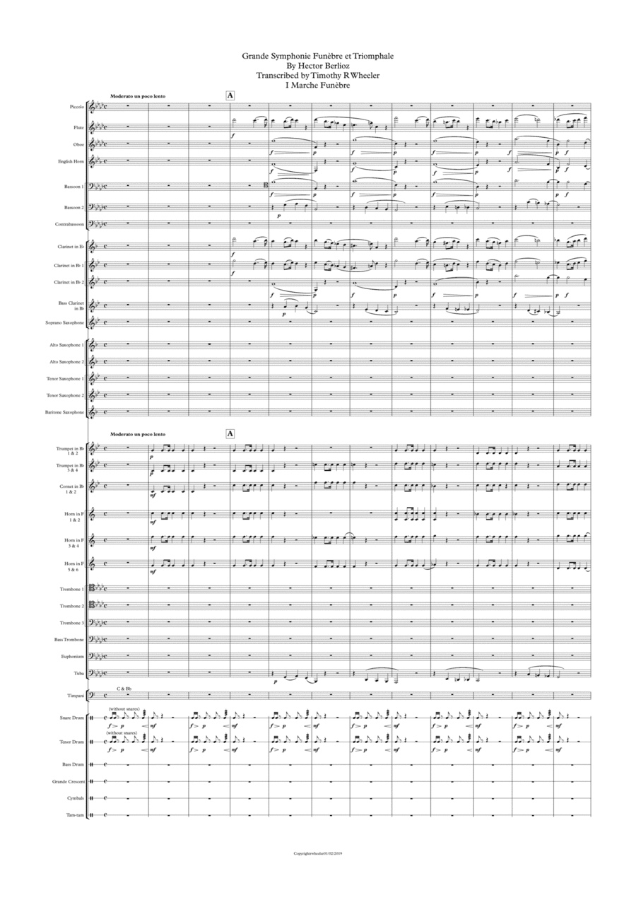Grande Symphonie Funebre et Triomphale, Op.15 (Berlioz arr Timothy R Wheeler) (arr. Published by Plantagenet Publishing)