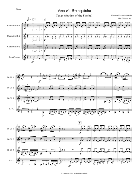 Clarinet quartet - Tango by Ernesto Nazareth (arr. John Gibson)