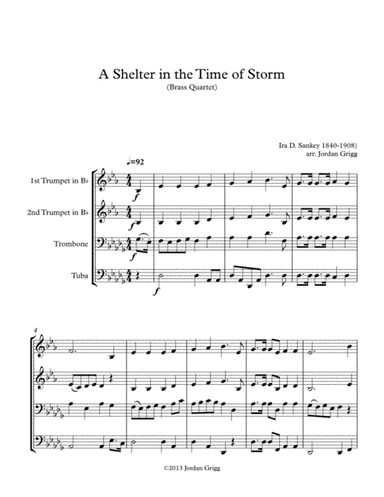 A Shelter in the Time of Storm (Brass Quartet) (arr. Jordan Grigg)