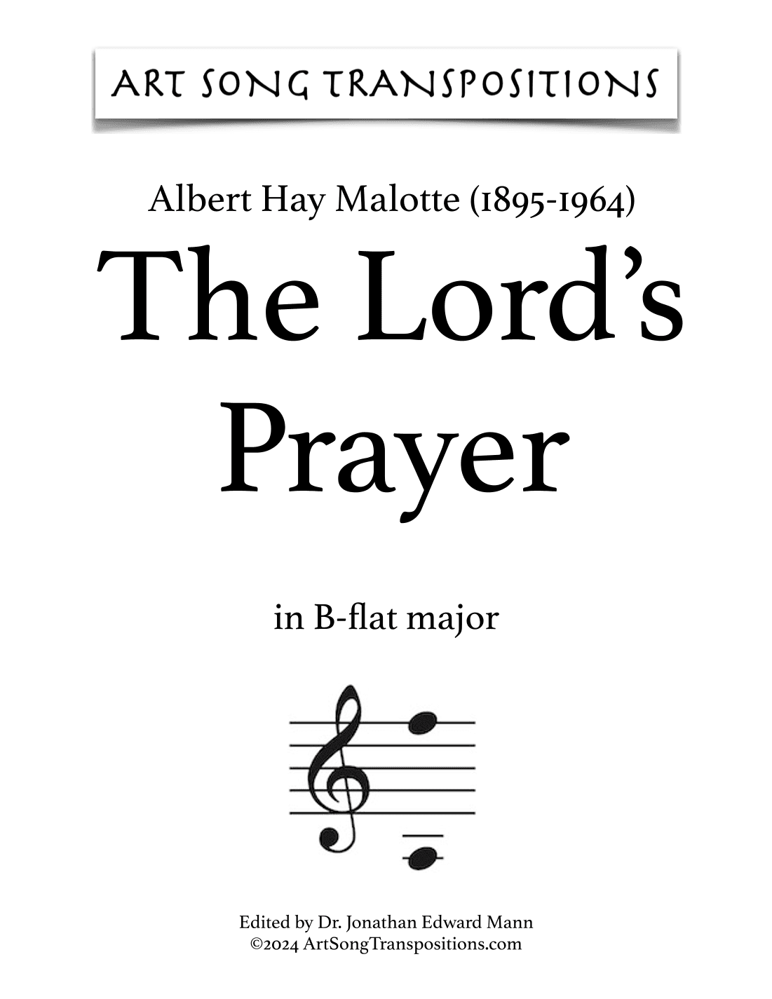 The Lord's Prayer (arr. ArtSongTranspositions.com)