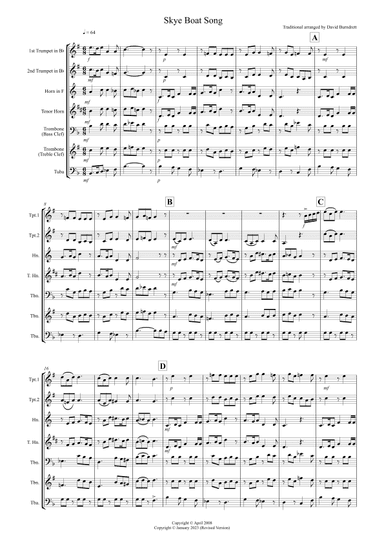 Skye Boat Song for Brass Quintet (arr. David Burndrett)