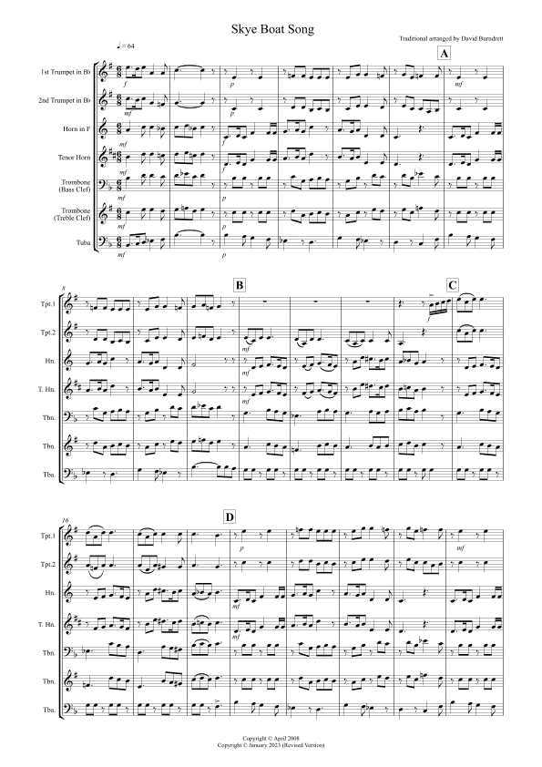 Skye Boat Song for Brass Quintet (arr. David Burndrett)