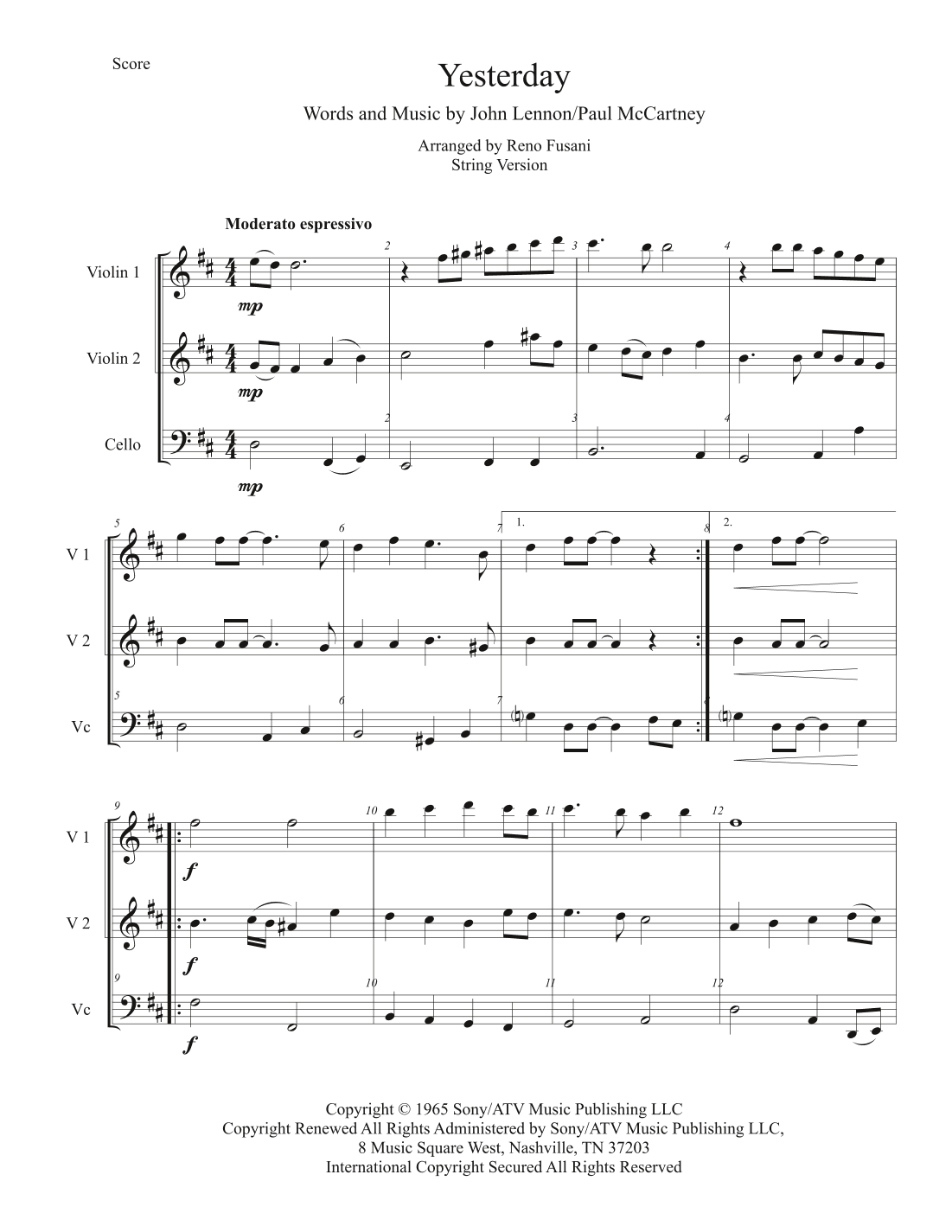 Yesterday (arr. Reno Fusani)