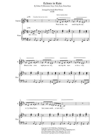Echoes In Rain (arr. Gerda Blok-Wilson)